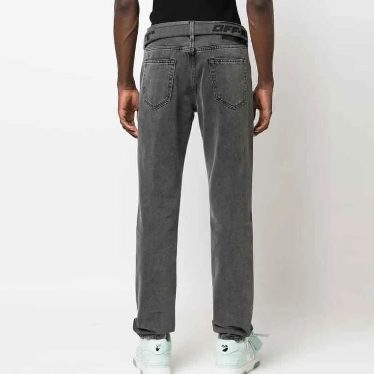 OFF WHITE Belted Straight leg Jeans-3