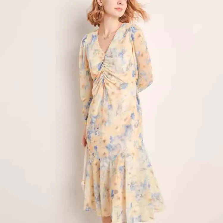 FOREVER 21 Long-Sleeved Dresses Women's Monet Oil Painting-2