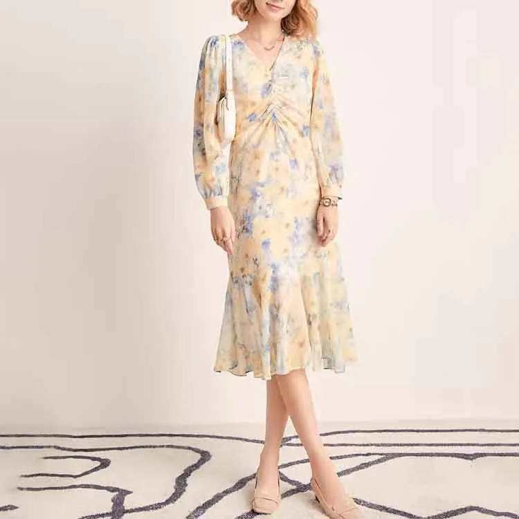 FOREVER 21 Long-Sleeved Dresses Women's Monet Oil Painting-3