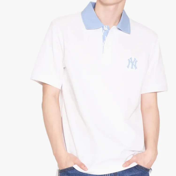 MLB Basic Logo Los Angeles Dodgers Polo Shirt Men's White-3