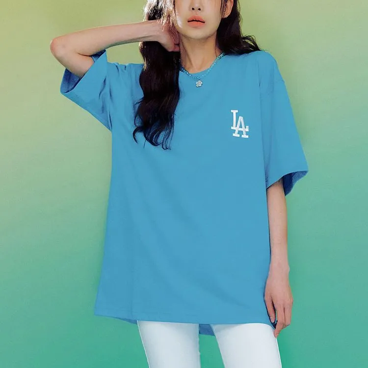 MLB SS23 Drop Shoulder Sleeve T Shirt Unisex Light Blue-3