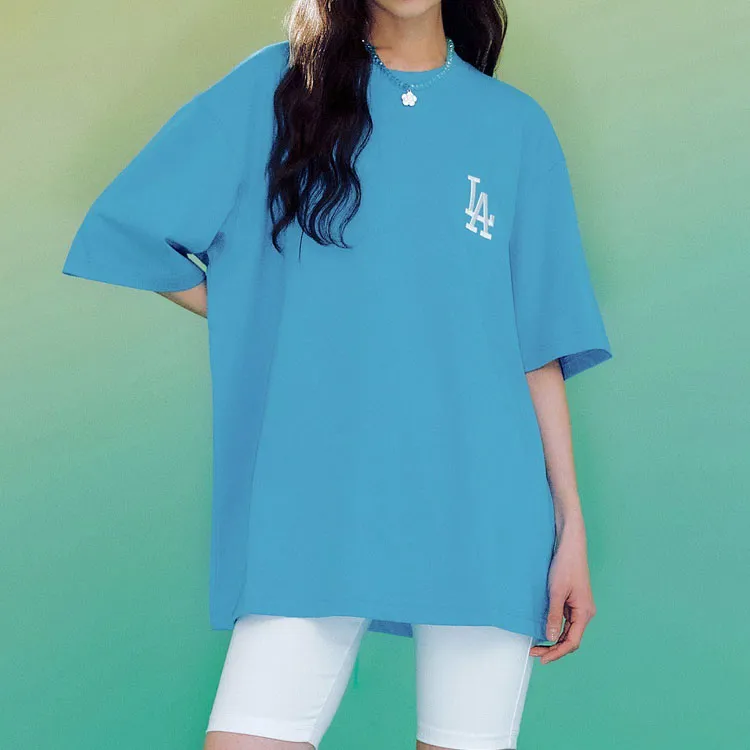 MLB SS23 Drop Shoulder Sleeve T Shirt Unisex Light Blue-2