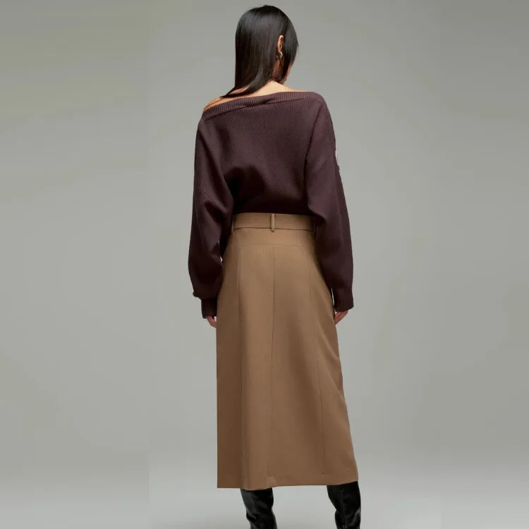 ONLY Denim Long Skirts Women's E10 Cub Brown-4