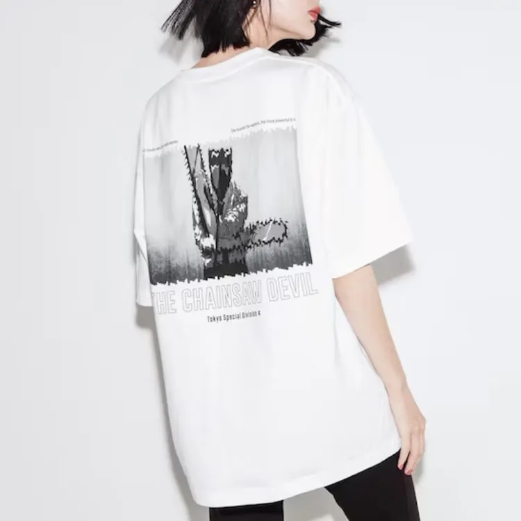 UNIQLO X Chainsaw Man Co branded Series T Shirts Unisex White-2