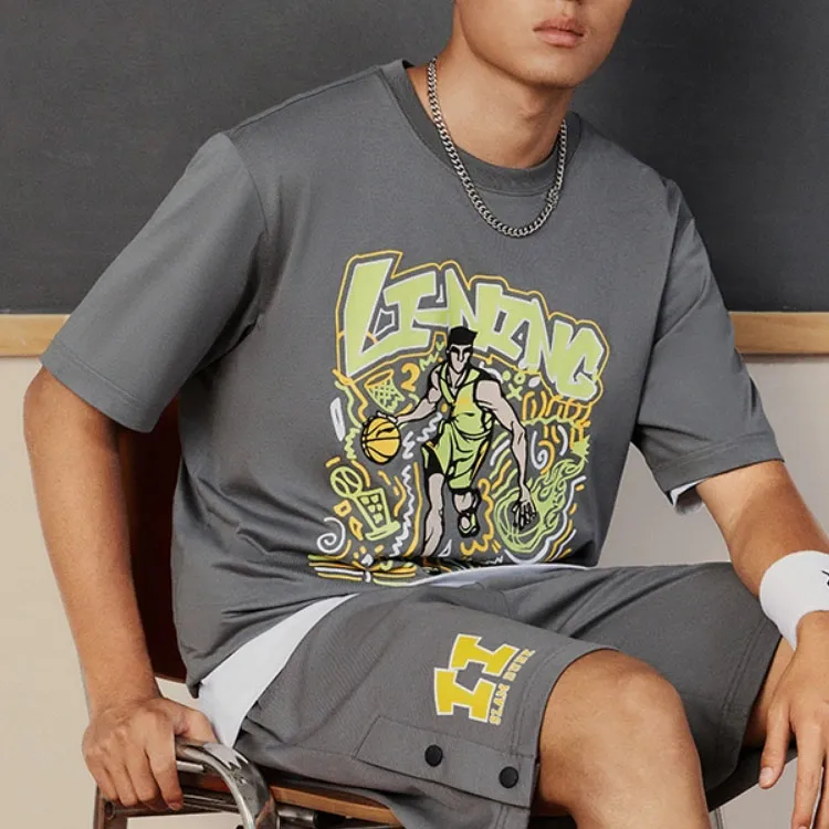 LINING Sports Life Collection T Shirts Men Lead Gray-3