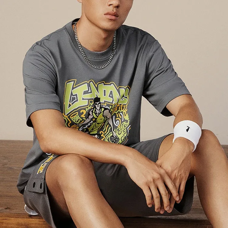 LINING Sports Life Collection T Shirts Men Lead Gray-2