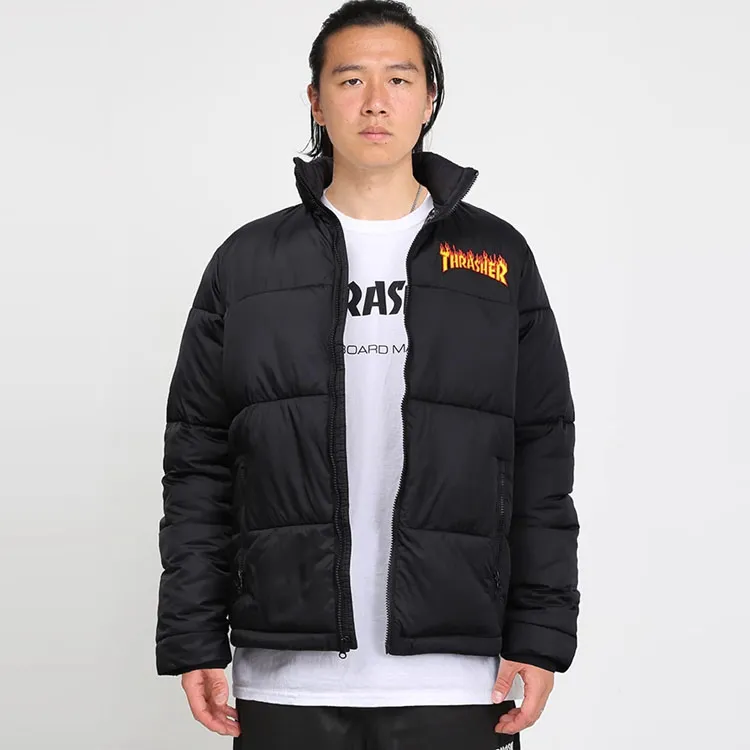 Thrasher Puffer Jackets Unisex Black-4