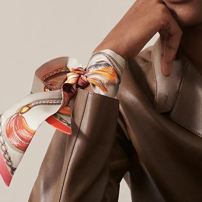 HERMES Silk Scarves Unisex Gray-1