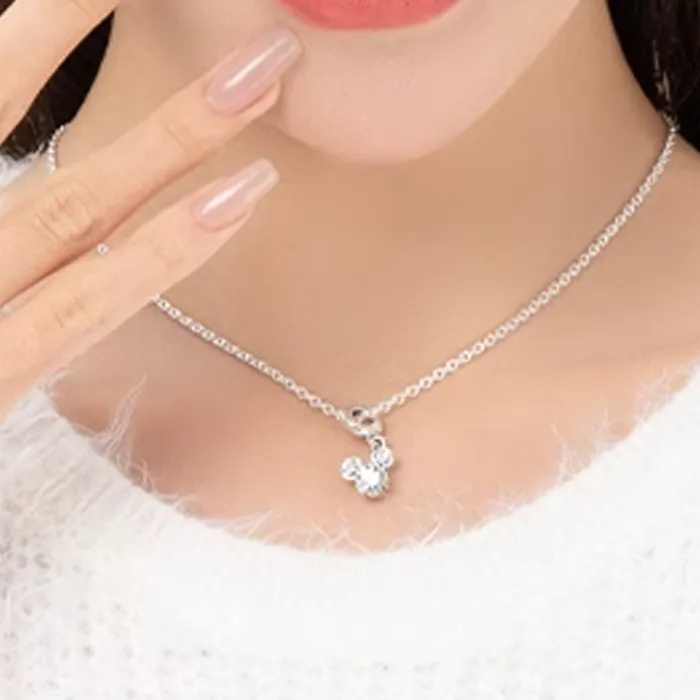 Pandora 925 Sterling Silver Synthetic Cubic Zirconia Necklaces Women's Silver-1