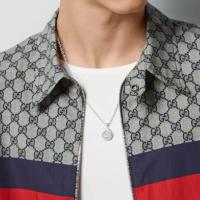 GUCCI Sterling Silver Trademark pendant Necklace-3
