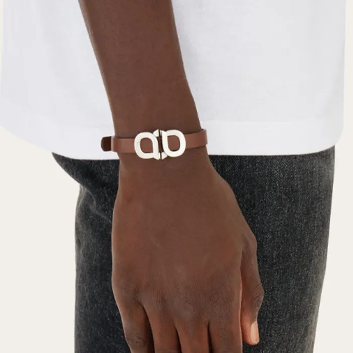 Ferragamo Gancini buckle Leather Bracelet-2