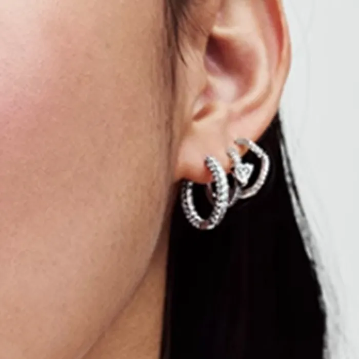 Pandora 925 Sterling Silver Earrings Women's Silver-1