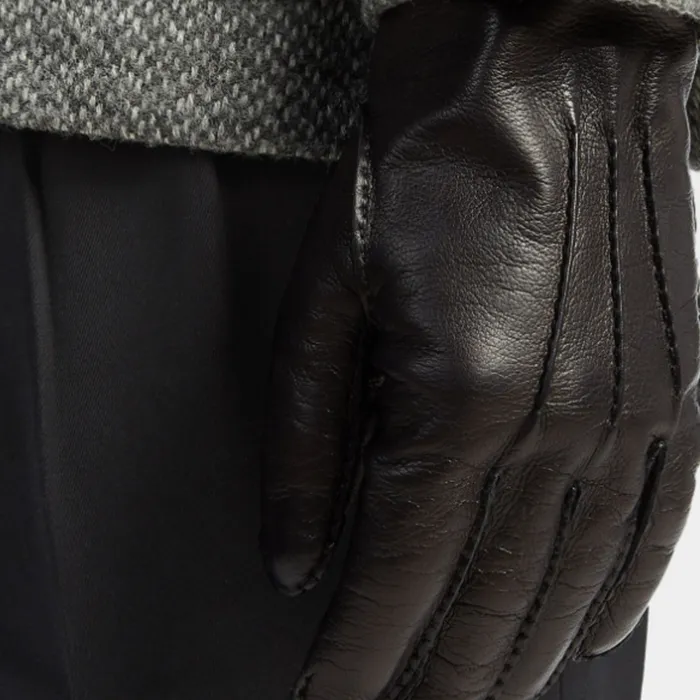 Zegna Goatskin, Cashmere, Metal Gloves Men's Black-1