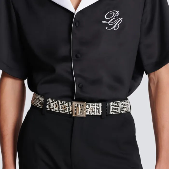BALMAIN Monogrammed Embossed Pb Belt-2