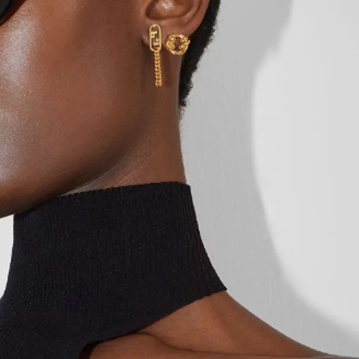 FENDI Brass Earrings Women's Gold-2