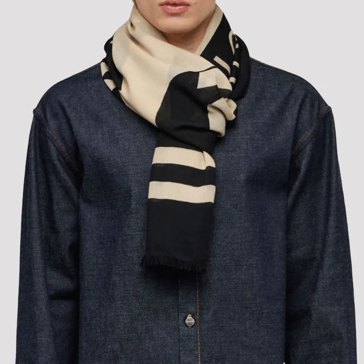 Ferragamo Intarsia Knit logo Wool Scarf-2
