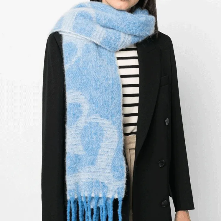 Sandro Alpaca Knit Scarves Women's Blue-2