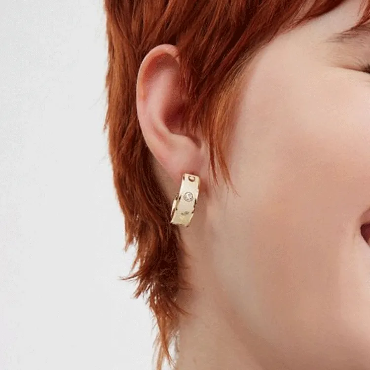COACH Brass Plated, Enamel Stud Earrings Women's Gold-2