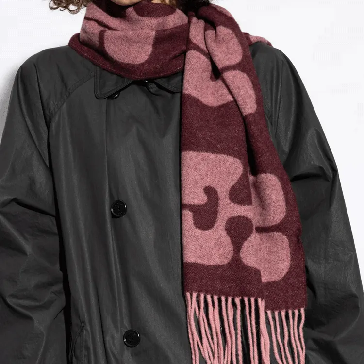 GANNI Recycled Wool Knit Scarves Women's Rose Red-2
