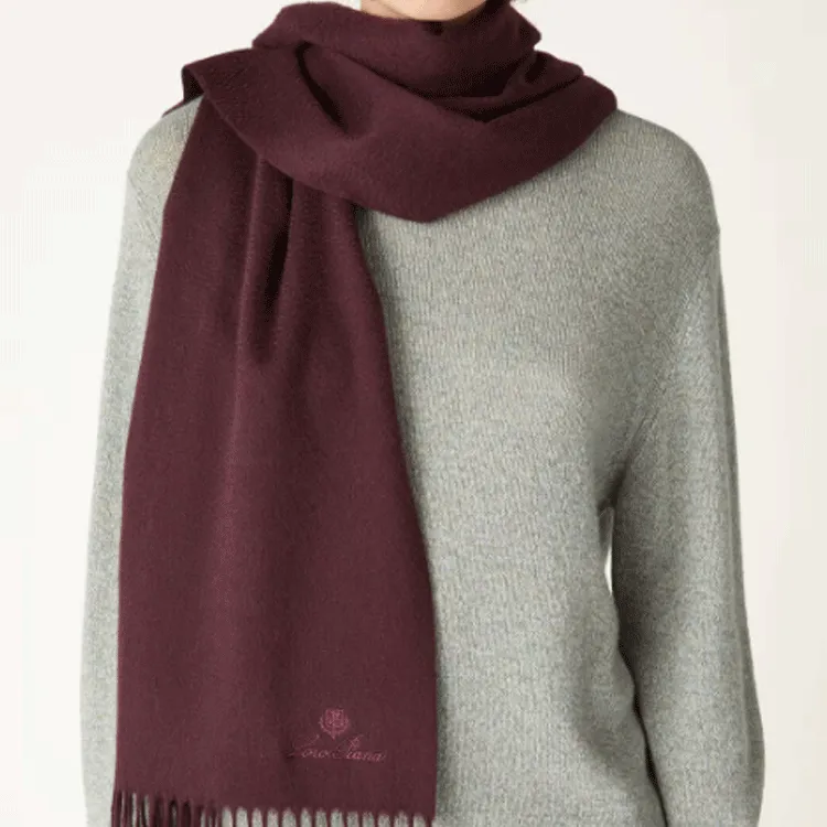 Loro Piana Cashmere Knit Scarves Women's Burgundy-1