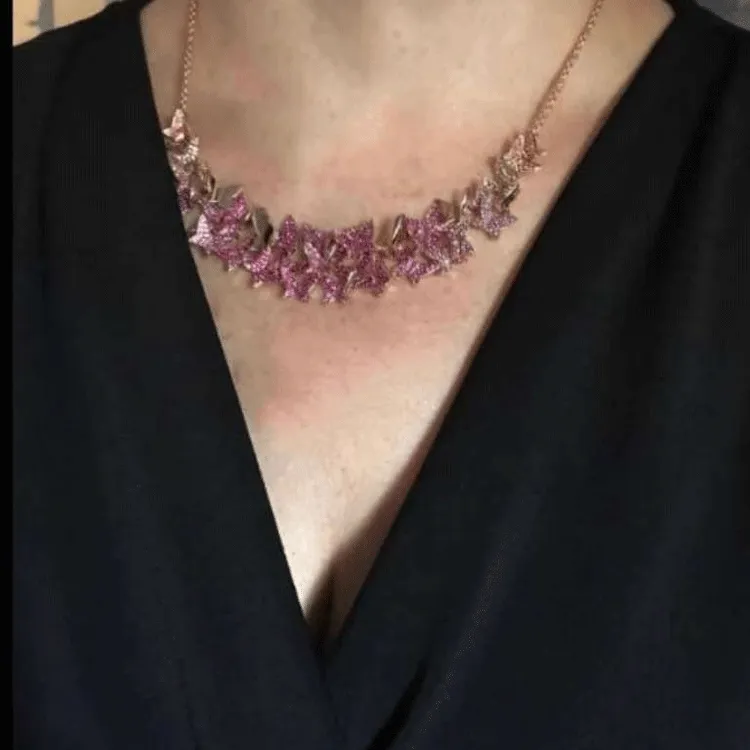 Swarovski Alloy Silver-Plated Necklaces Women's Pink-2
