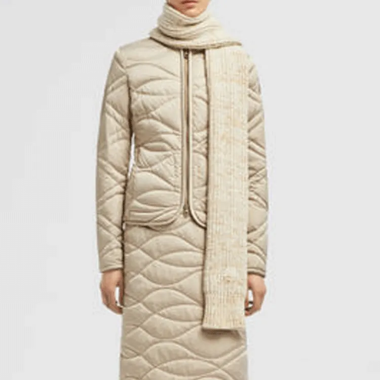 Moncler Virgin Wool Knit Scarves Women's Ivory White-1