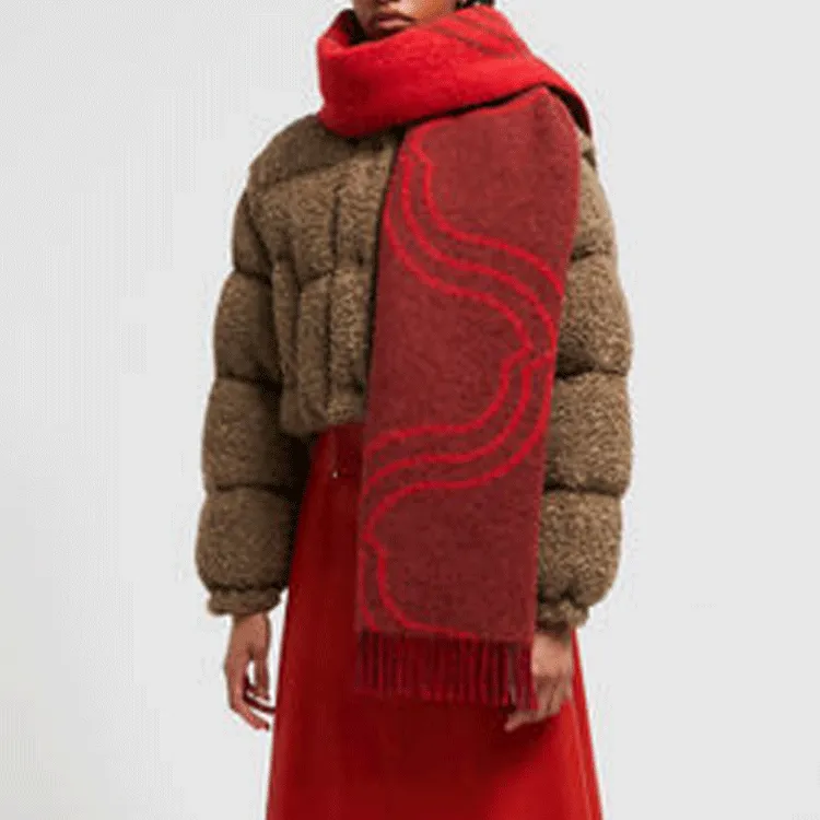 Moncler Wool Knit Scarves Women's Red-1