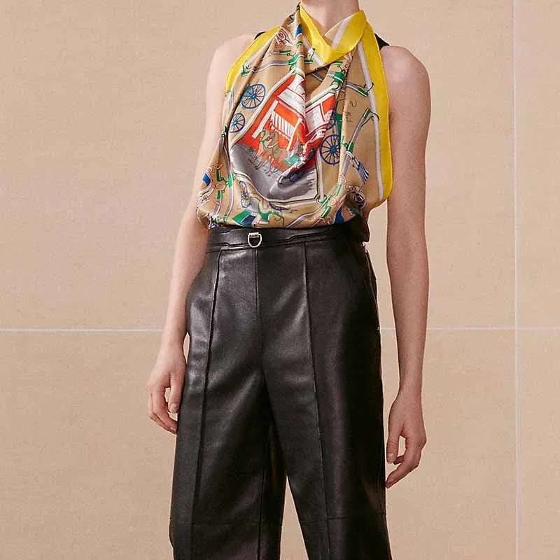 HERMES Silk Scarves Women's Bright Yellow-2