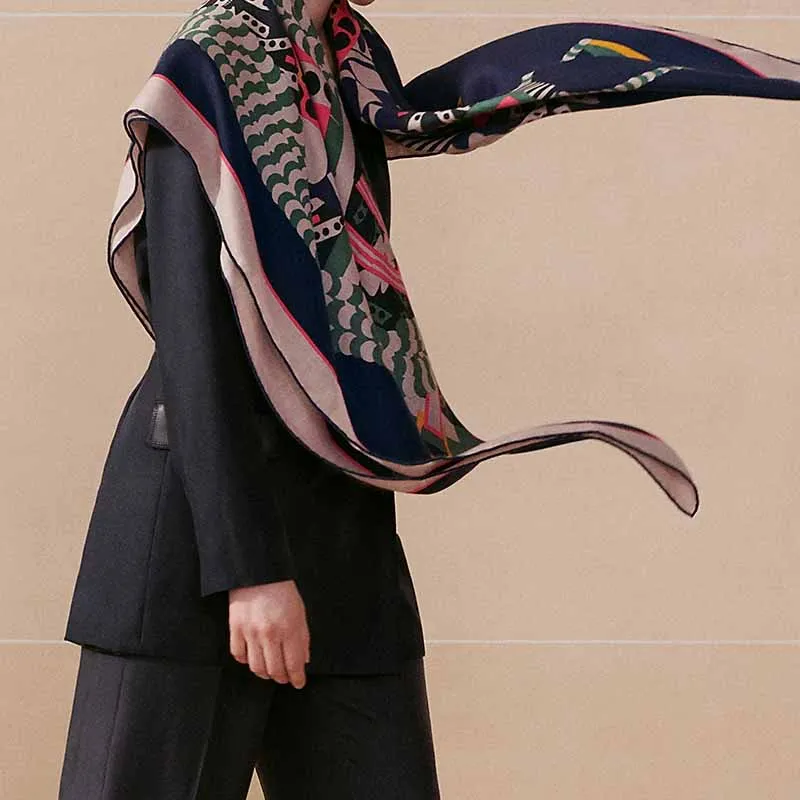 HERMES Shawls Women's Marine Blue-2