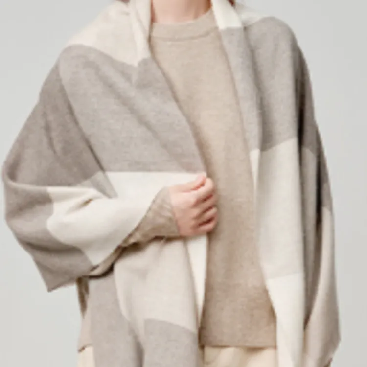 MUJI Sheep Wool Knit Scarves Unisex Beige-2