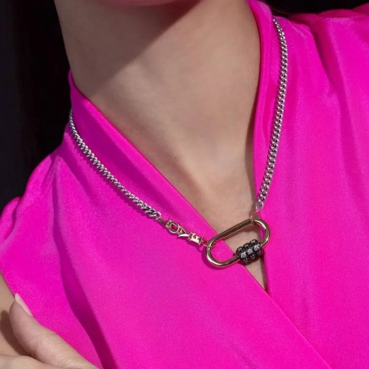 Marla Aaron Yellow Gold Love Heavy Curb Chain Necklace-3