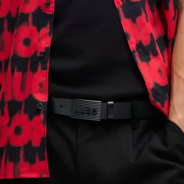 HUGO BOSS Logo Plaque Buckle Belt-1