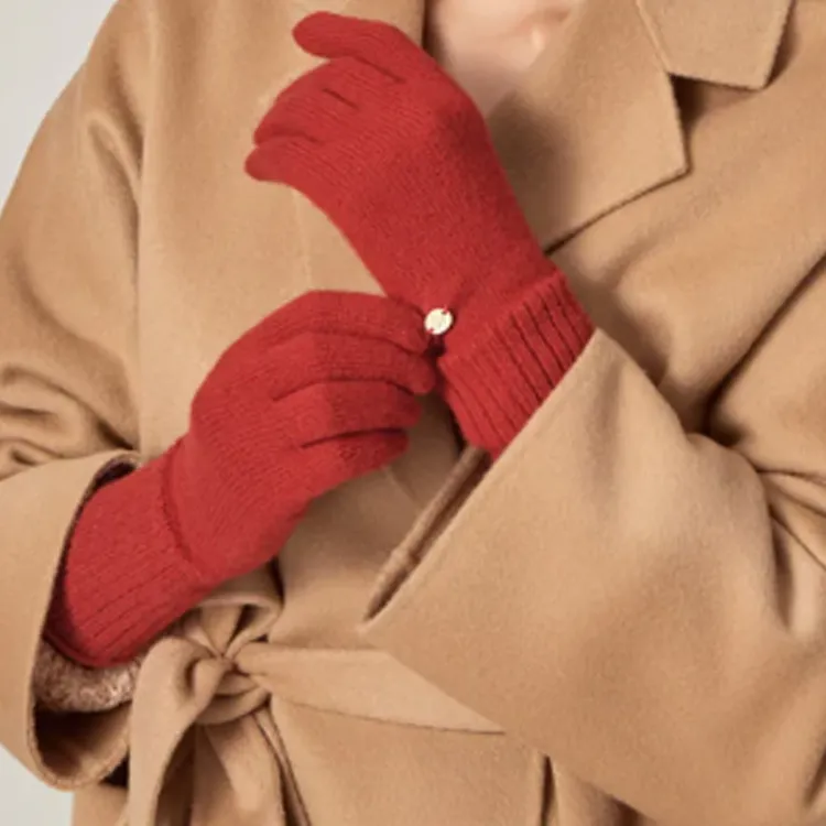 HELEN KAMINSKI Cashmere Knit Gloves Women's Red-1