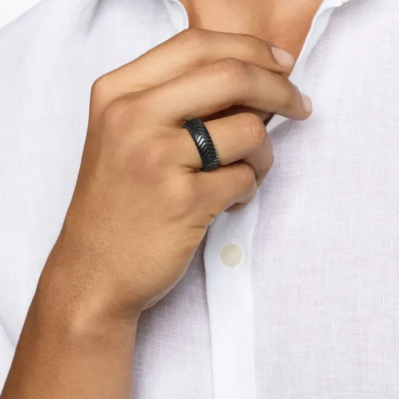 David Yurman Titanium Rings Men's Black-4