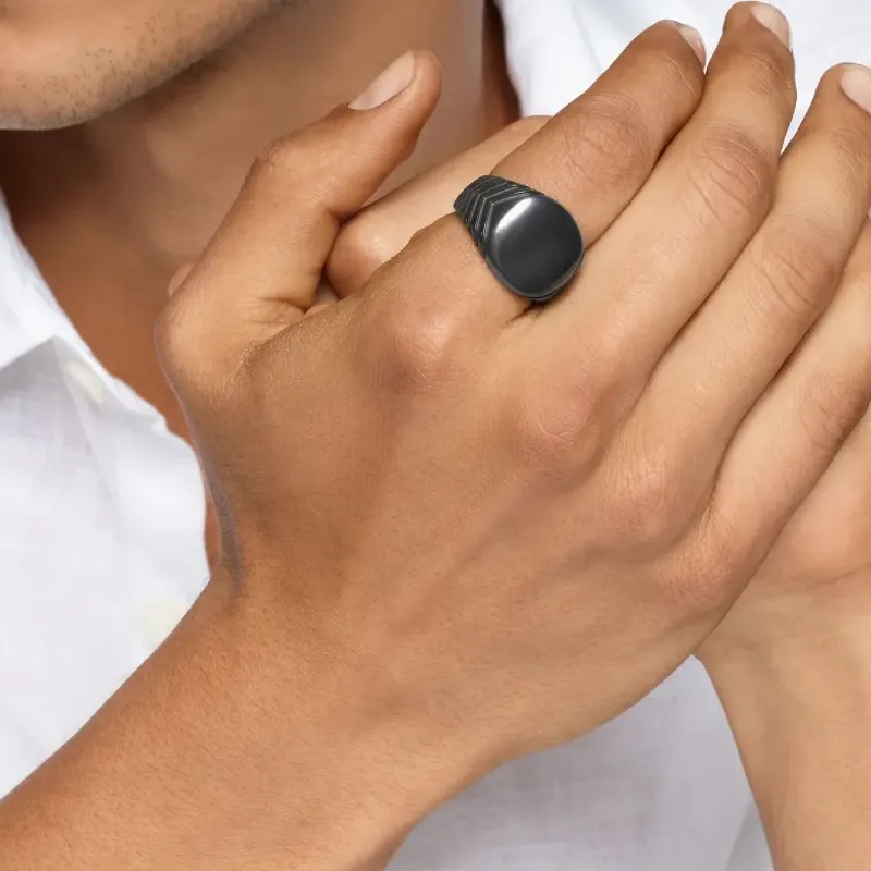 David Yurman Titanium Rings Men's Black-5