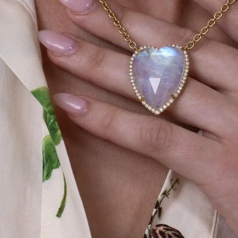 Irene Neuwirth 18K Yellow Gold Love Moonstone Necklace-3