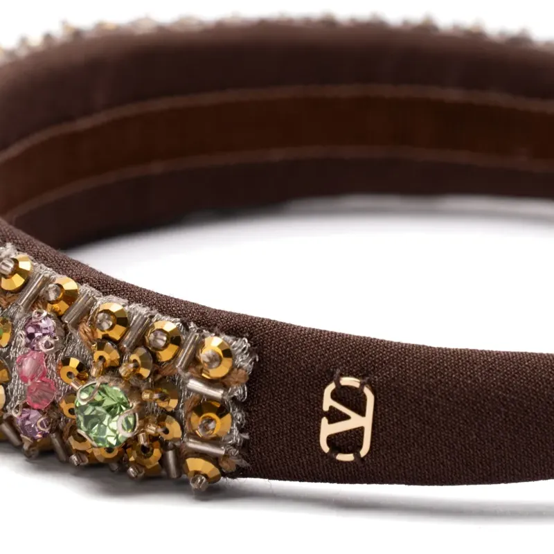 Valentino Virgin Wool Headbands Women's Brown-2