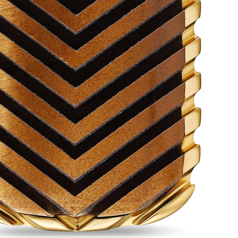David Yurman 18kt Yellow Gold Chevron tag Tiger eye Pendant-3