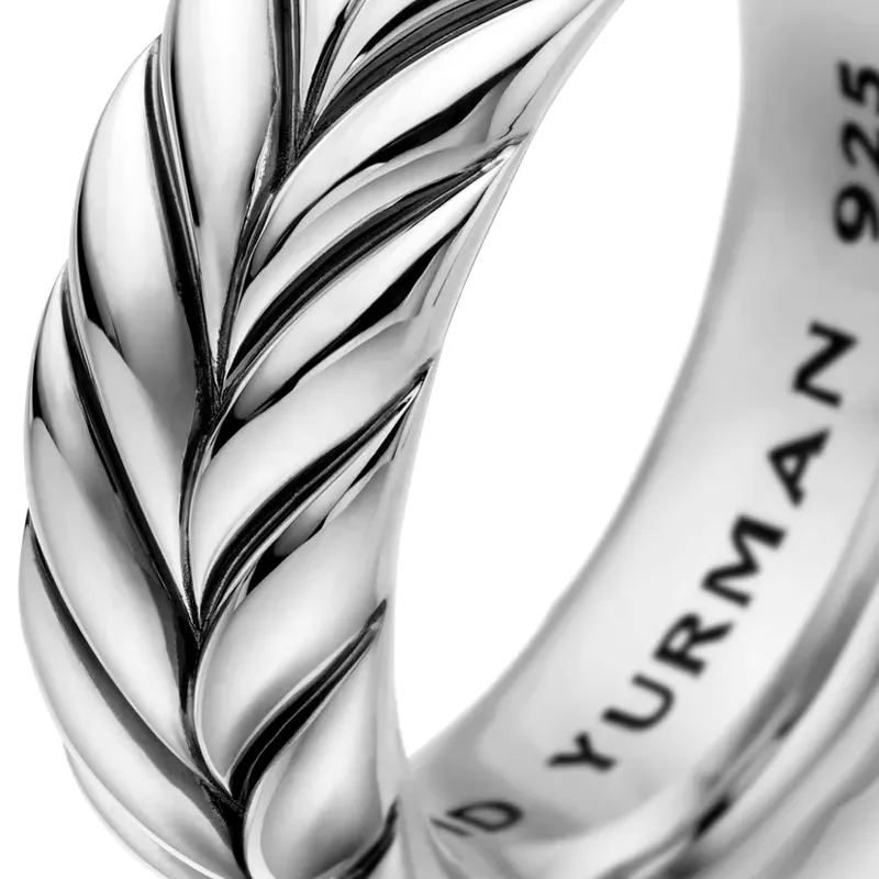 David Yurman Sterling Silver Chevron Band Ring 8.5mm-4