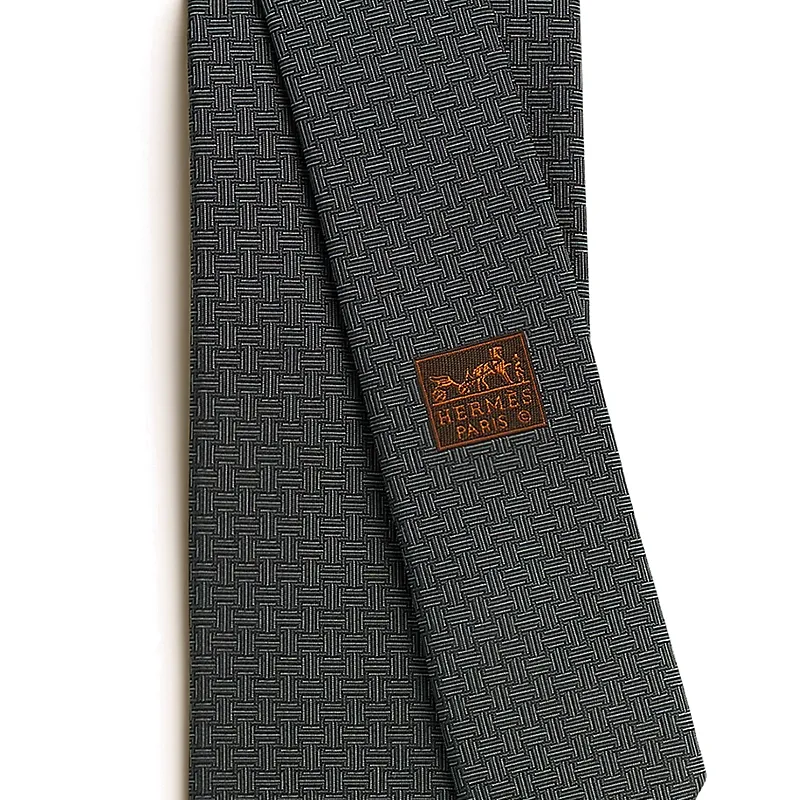 HERMES Silk Ties Men's Anthracite-1