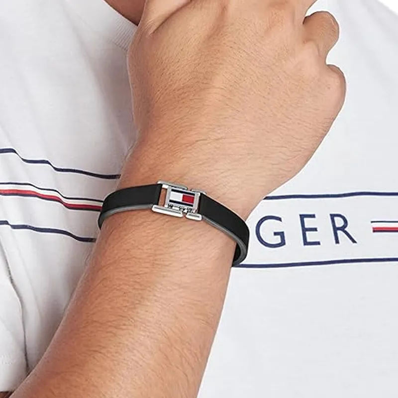 Tommy Hilfiger Leather Wristbands Men's Black-2