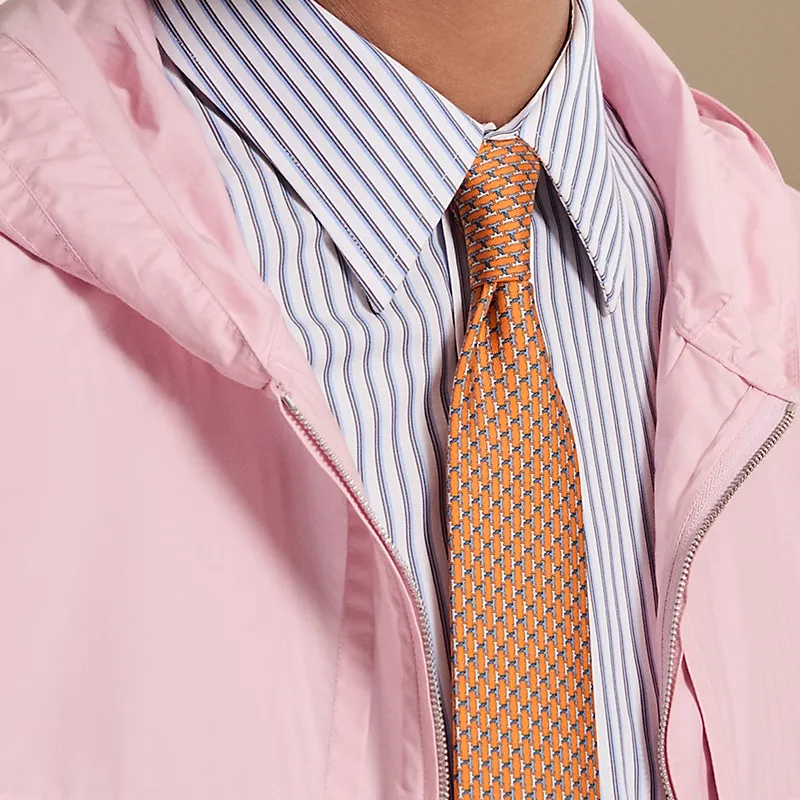 HERMES Mulberry Silk Ties Men's Orange-2