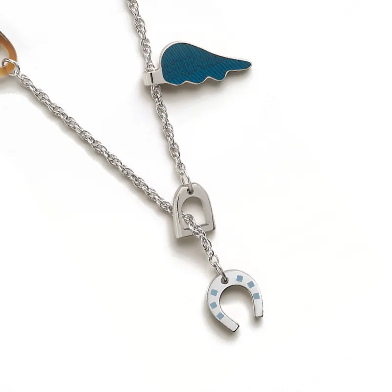 HERMES Ox Horn Necklaces Men's Silver/Blue-2
