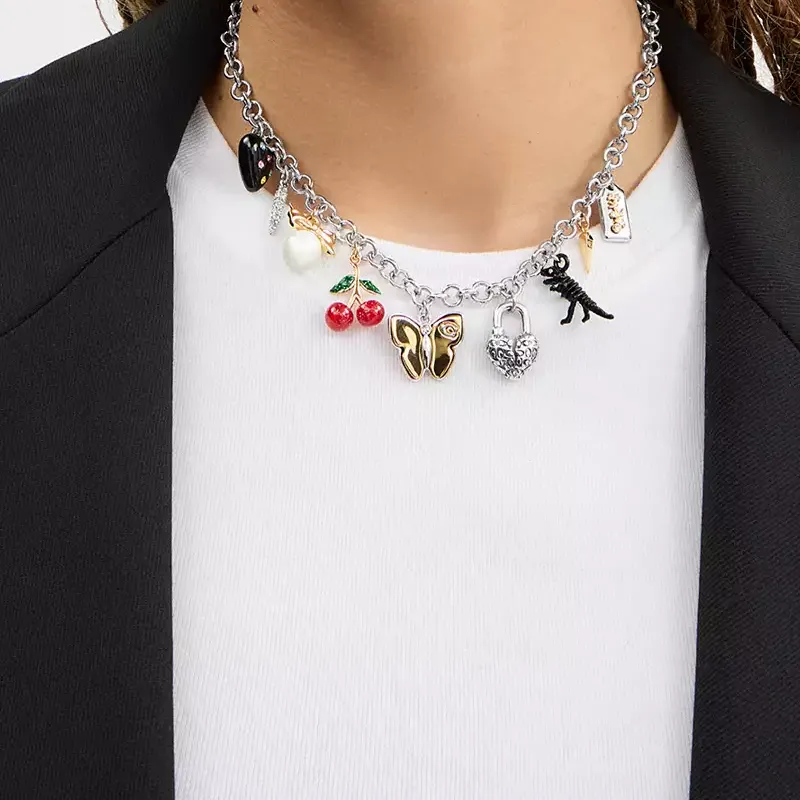 COACH Brass Plated Necklaces Women's Silver-3