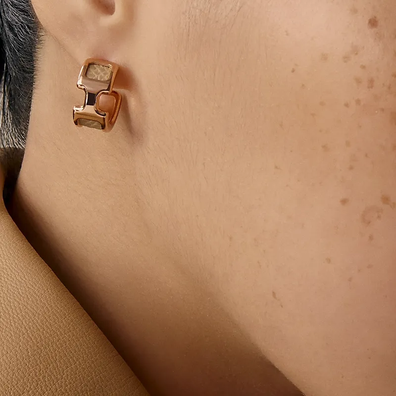 HERMES Metal Earrings Women's Rose Gold-2