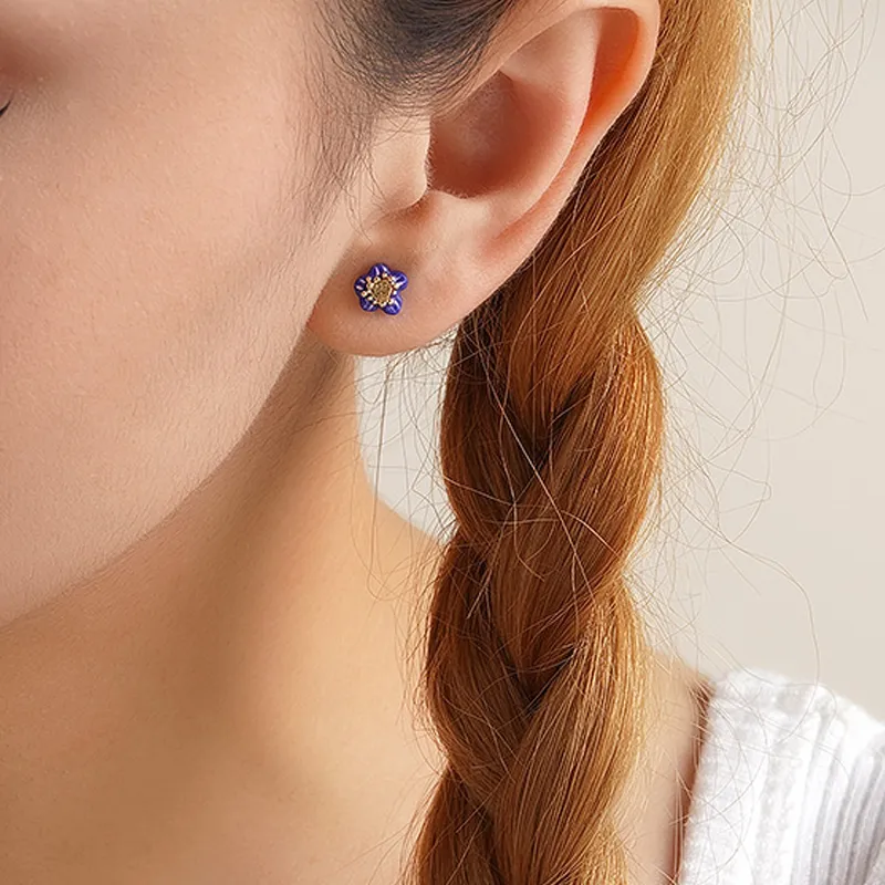 LES NEREIDES Gold plated Brass Stud Earrings Women's Purple-3