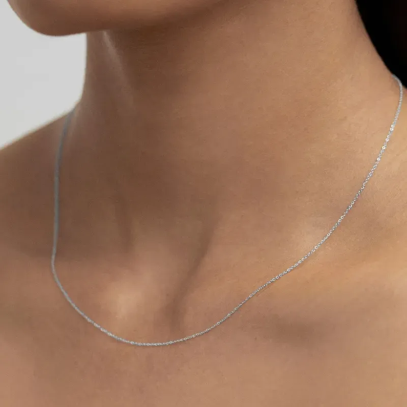 Monica Vinader 14kt White Gold Super Fine Chain Necklace-3
