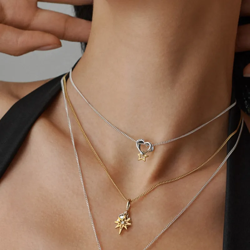 Pandora Gold Plated Copper Silver Alloy Necklaces Women's Gold-2
