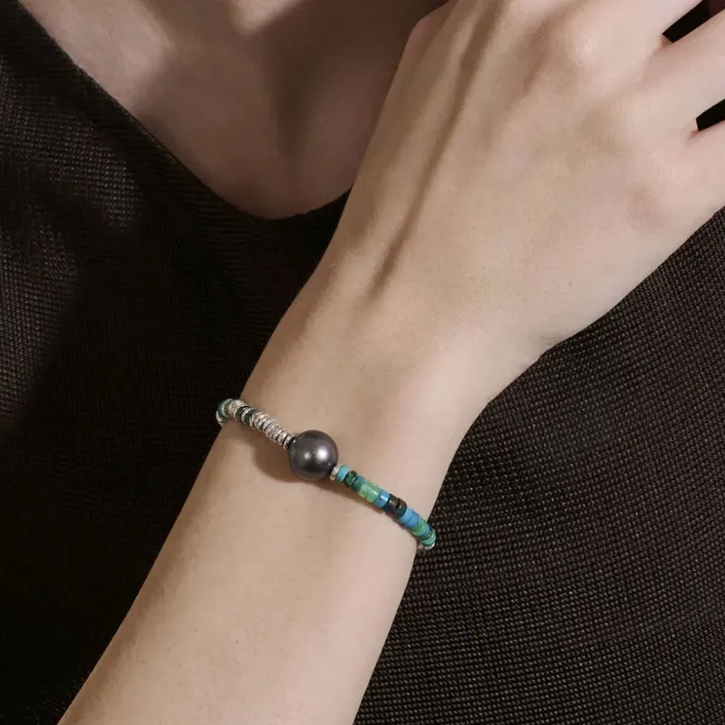 John Hardy Sterling Silver Heishi Turquoise And Pearl Bracelet-4