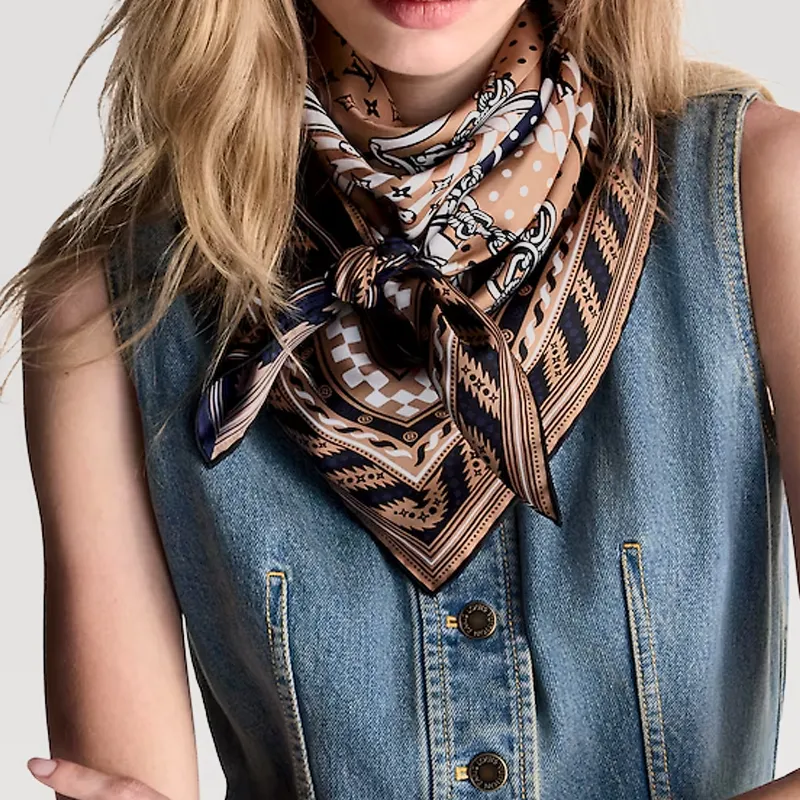 LOUIS VUITTON Silk Scarves Women's Umber-3